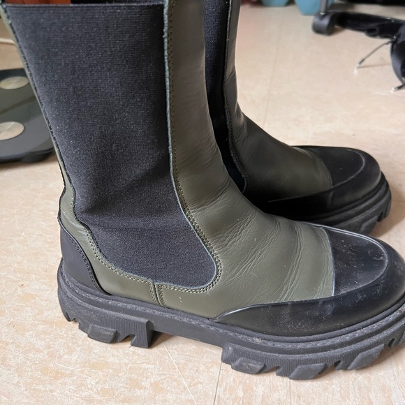 Ganni Green and Black Combat Boots - Picture 3 of 4